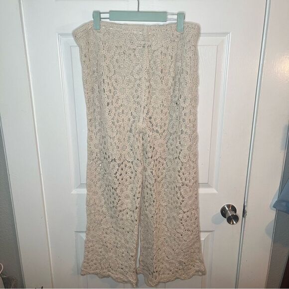 Solitaire SOLITAIRE Crochet Lace Pants Ankle Beige Natural Plus 1X NWT - Picture 8 of 12